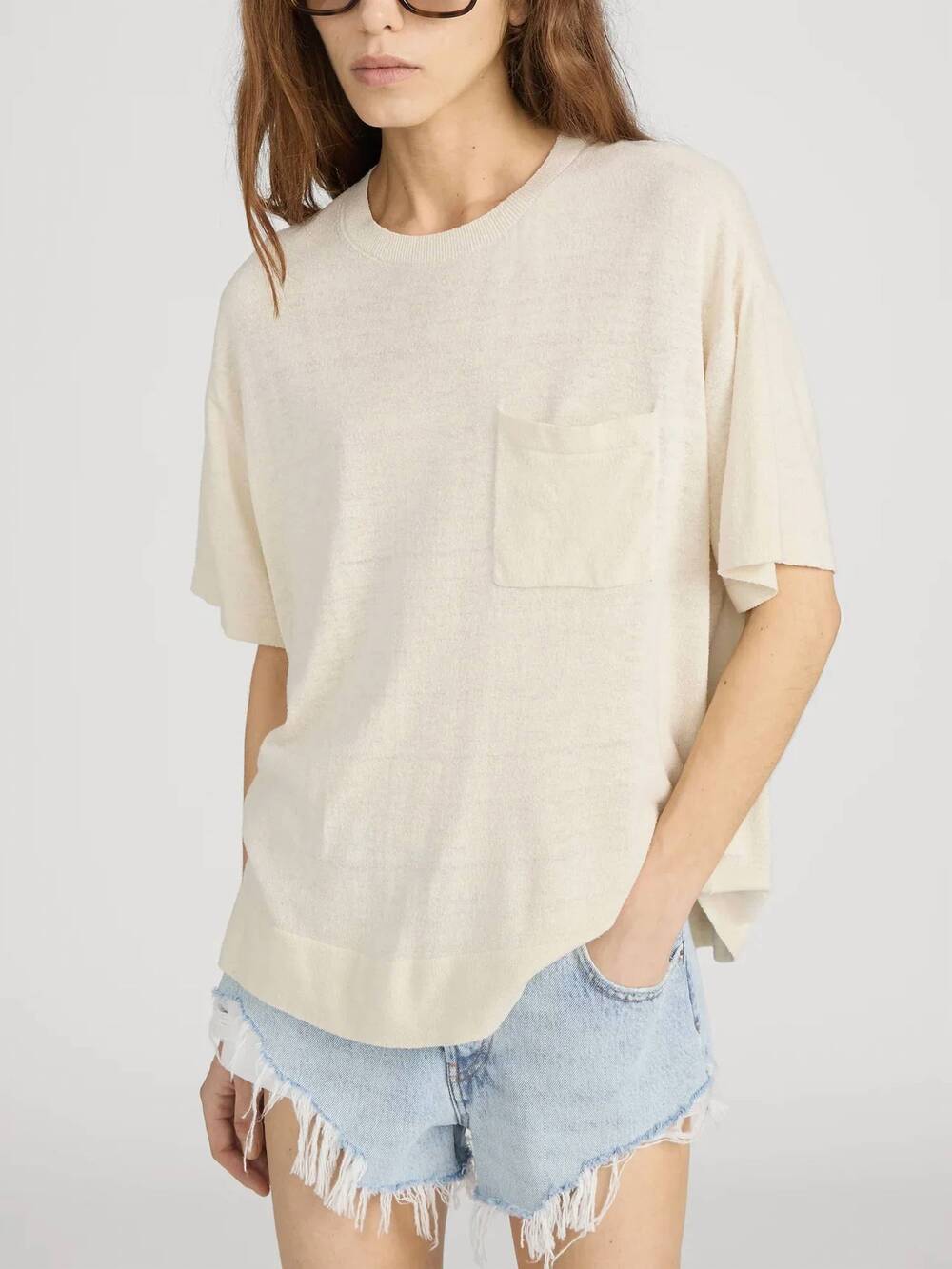 NEW FRAME knit plus one tee in cream